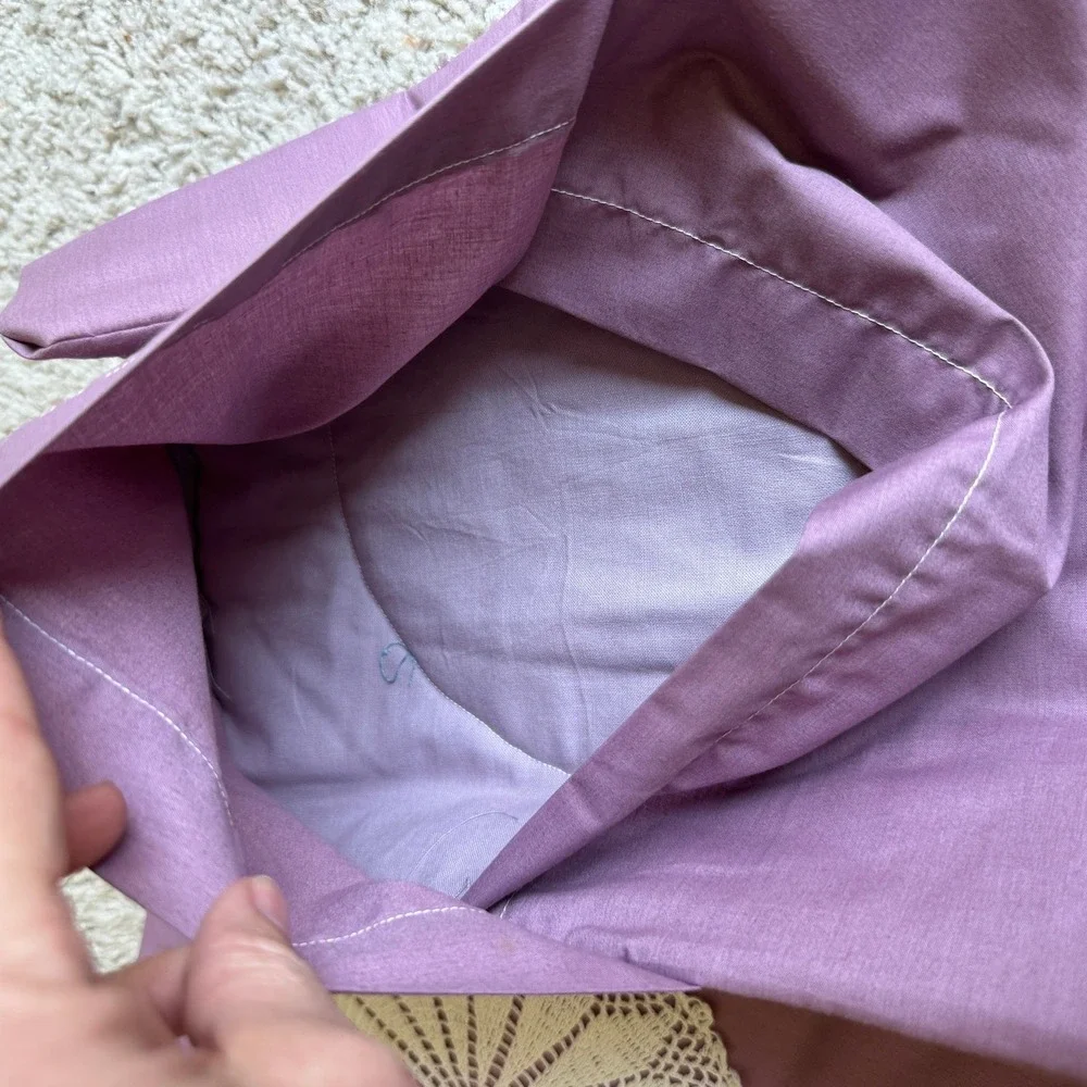 Handmade Mauve Purple Crochet Lace Doily Throw Pillow Covers Set of 2 Envelope
